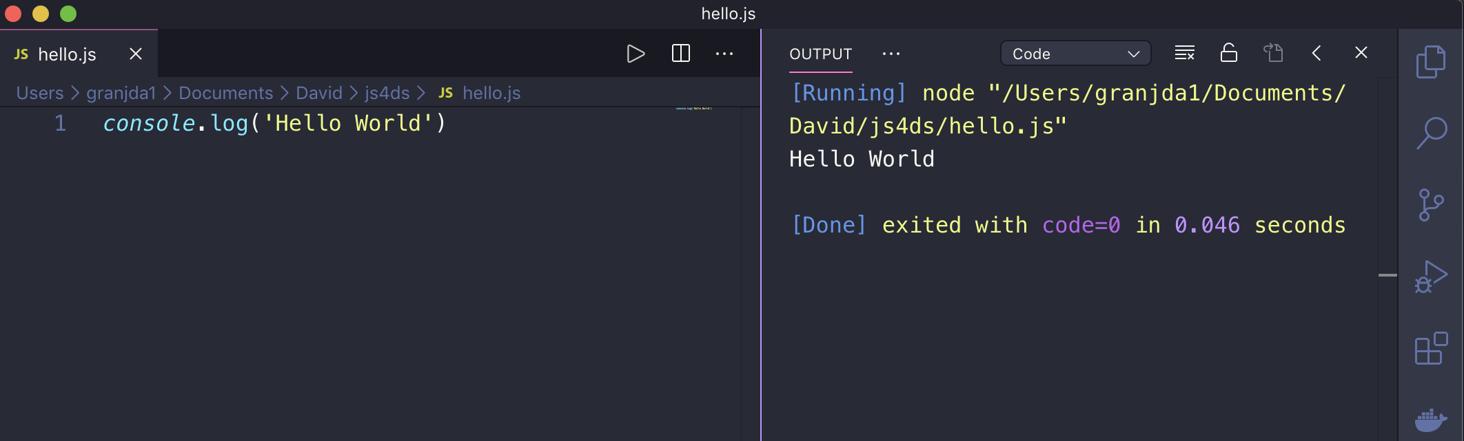 Run JS in VSCode.